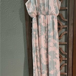 Everly Pink and Sage Floral Maxi Dress for Girls